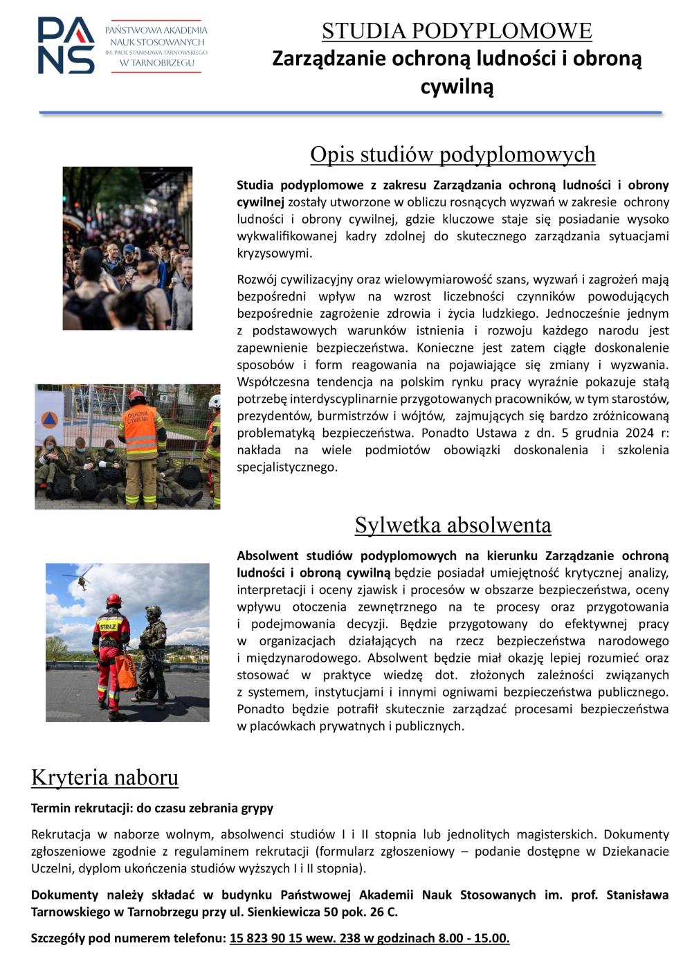 STUDIA PODYPLOMOWE-PAŃSTWOWA AKADEMIA NAUK STOSOWANYCH